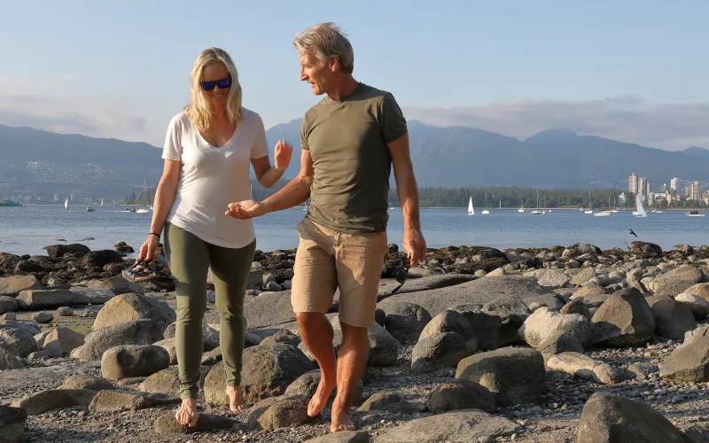 Couple walking on the beach