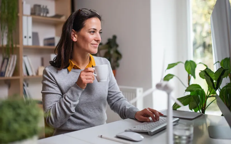 Woman working on her financial plan on a computer