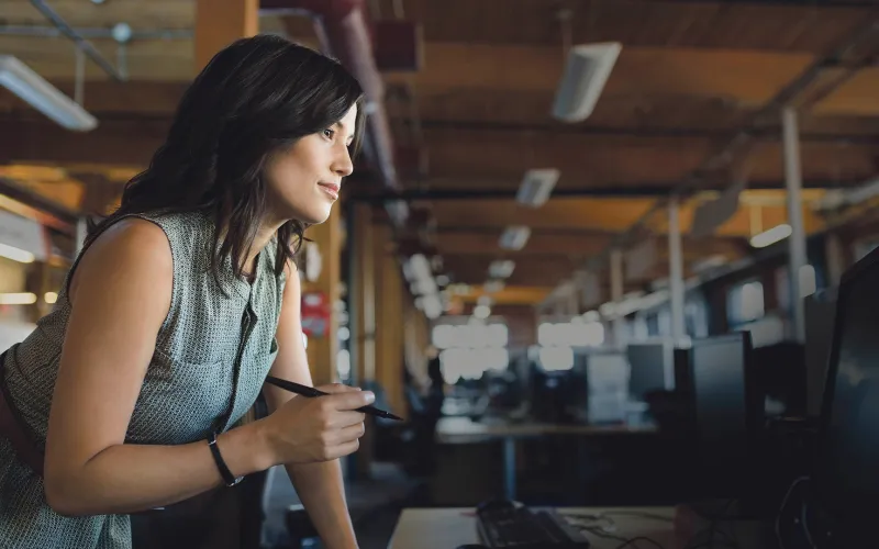 Business owner working on a computer