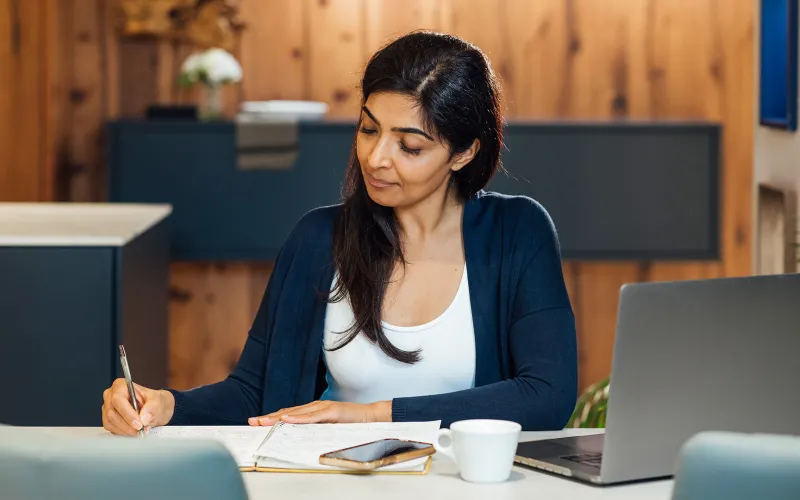 Business owner working on finances