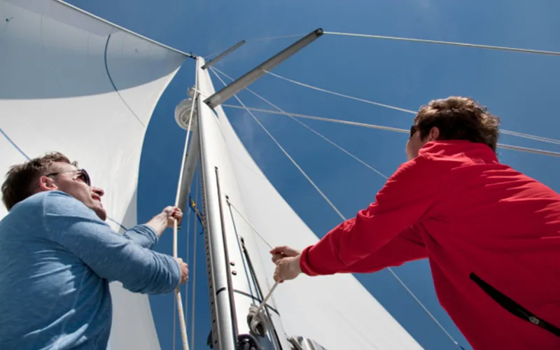 Retired couple sailing