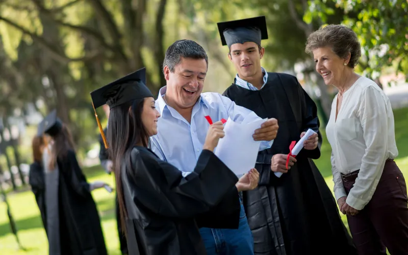 Students graduating from university