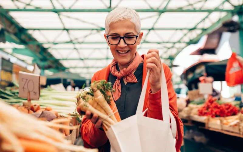 Woman shopping for produce