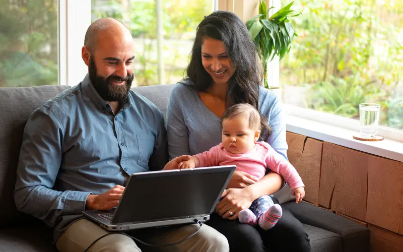 Self-employed business owners with baby