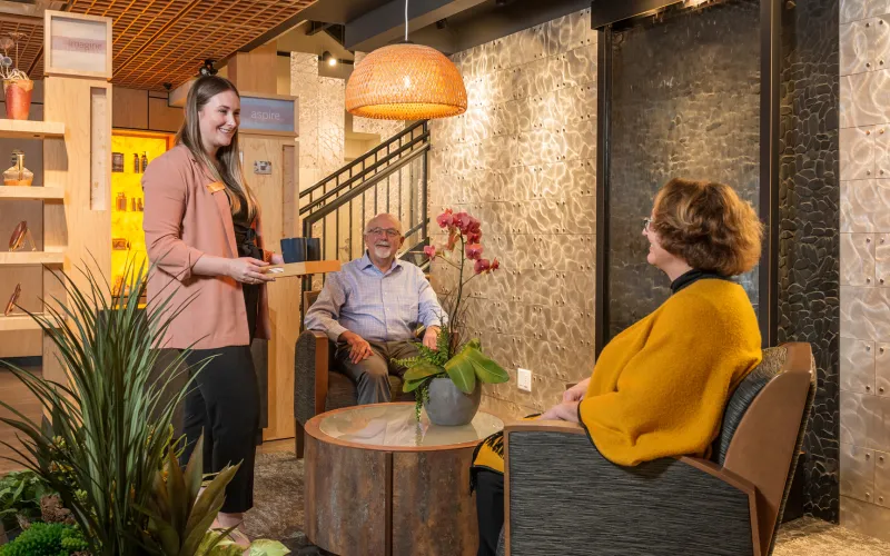 Clients speaking with concierge