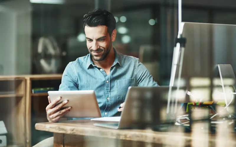 Businessman working on his finances