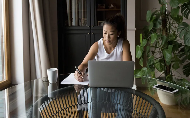 Woman banking online