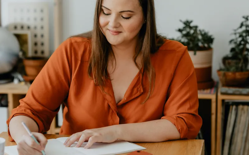 Woman working on her finances