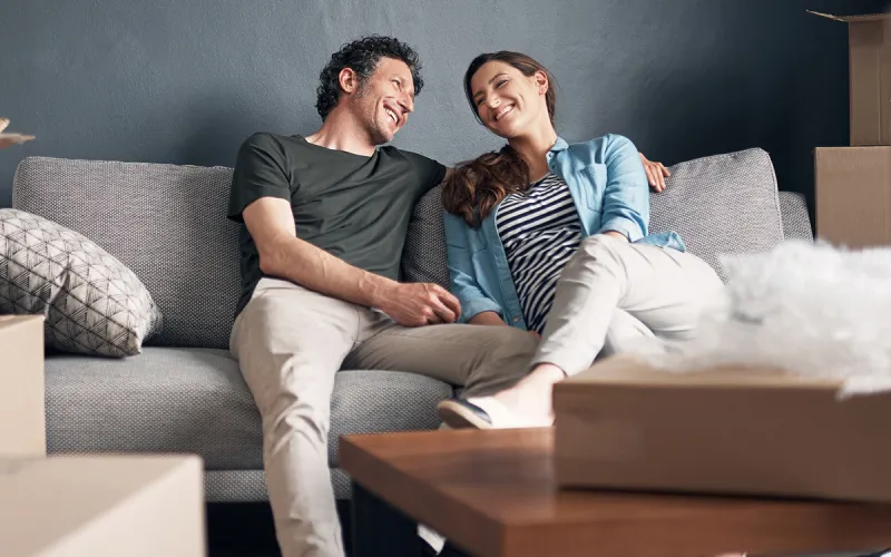 A couple moving into a new home.