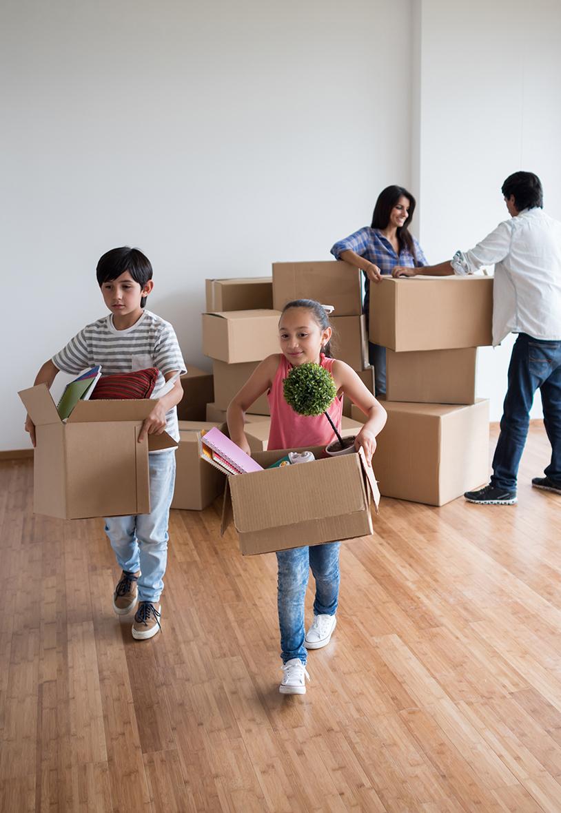 Young family moving into new home