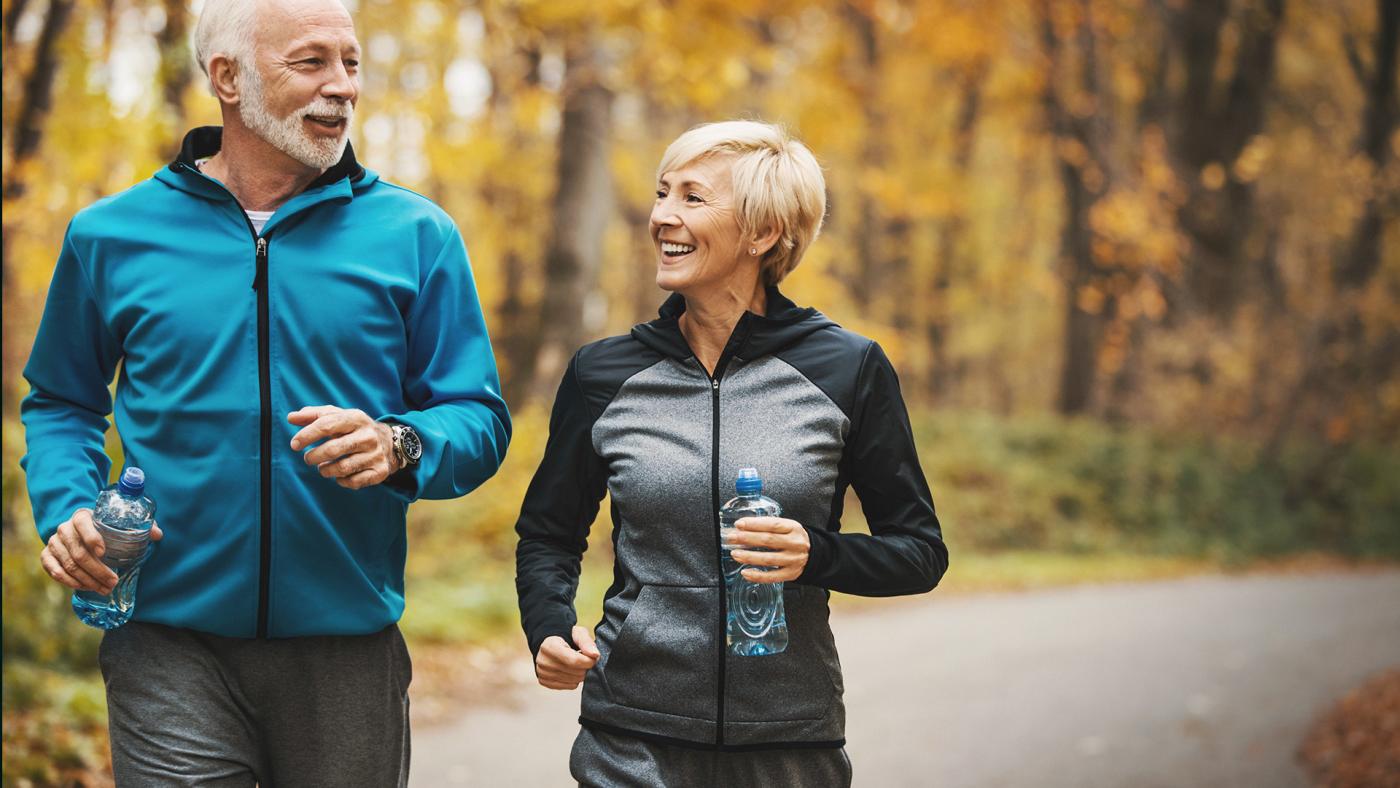 Retired couple jogging