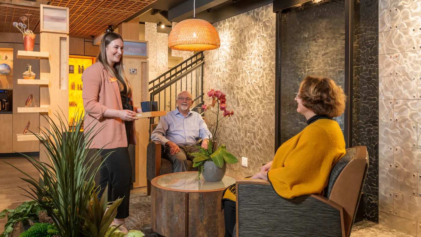 Clients speaking with concierge
