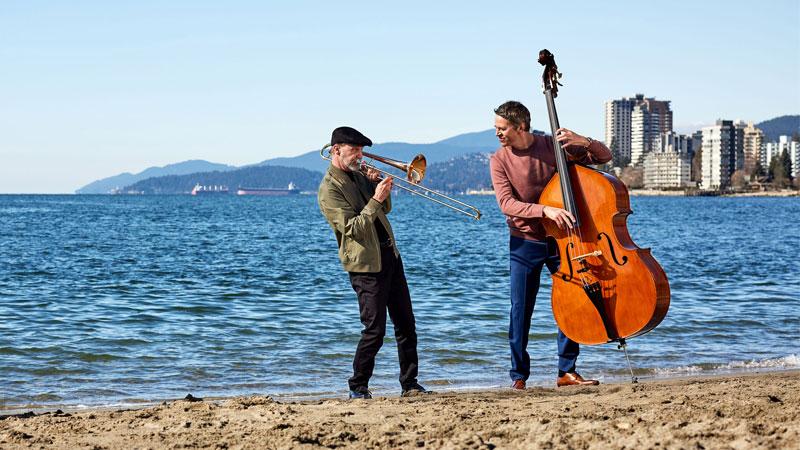 Musicians playing on the beach