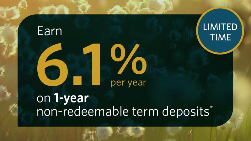 6.1% on 1-year non-redeemable term deposits