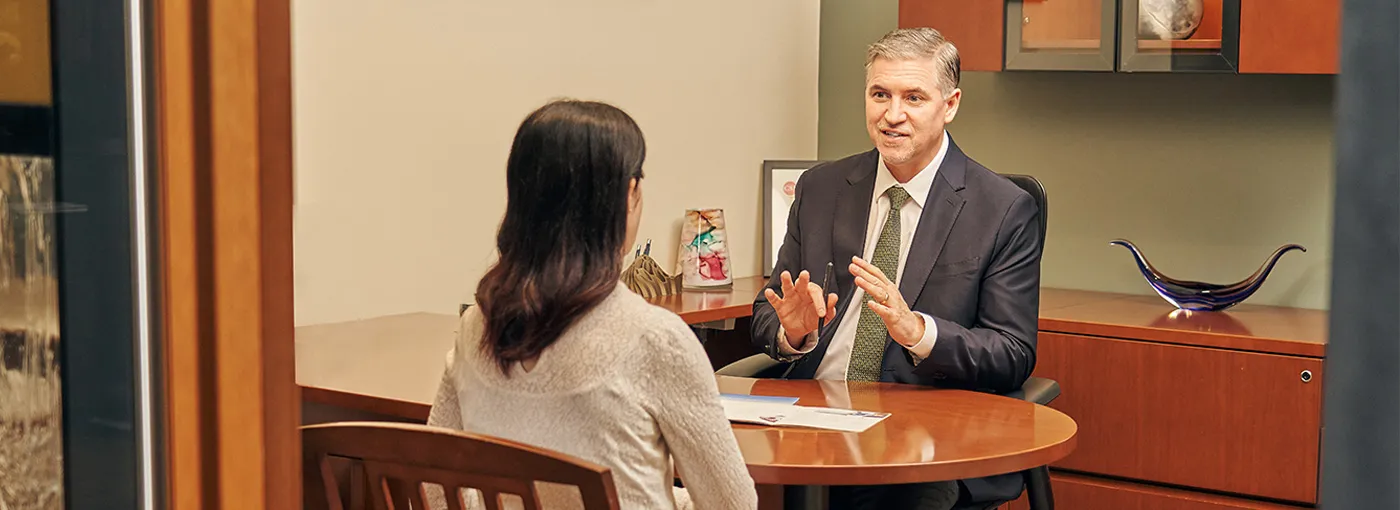 Client speaking with an advisor in branch