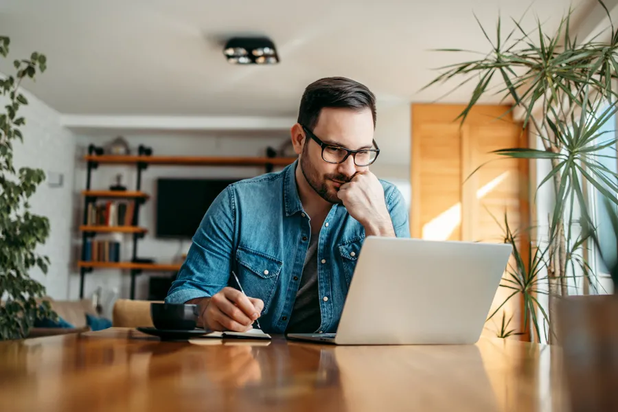 A man working on his laptop