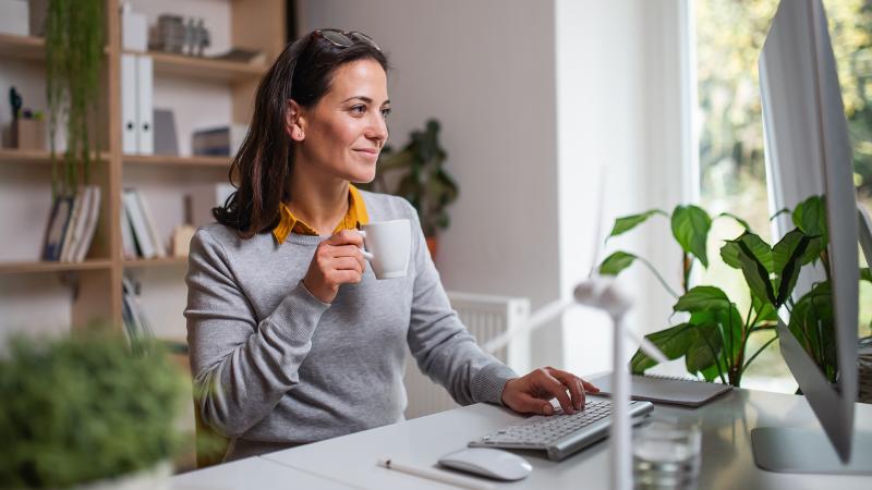Woman working on her financial plan on a computer