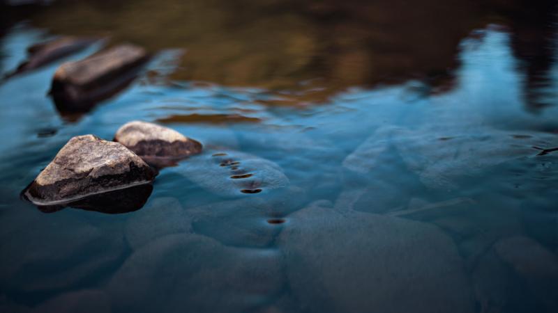 River rocks in calm water