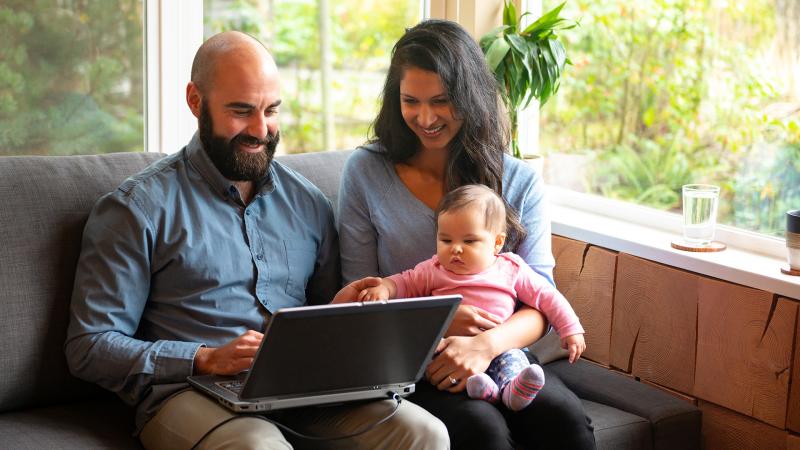 Self-employed business owners with baby