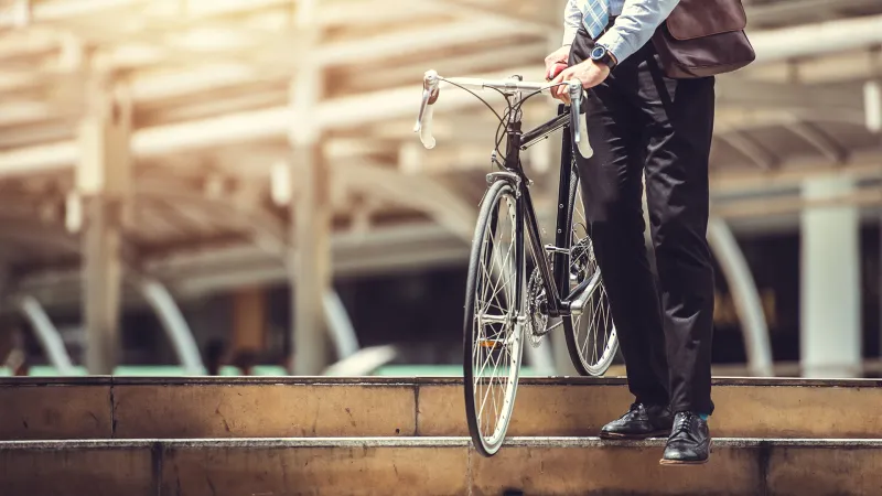 Businessman commuting to work