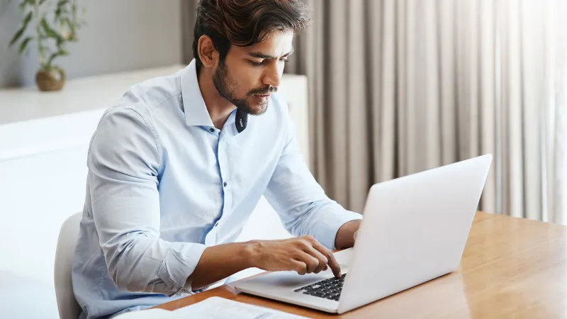 Man working on his laptop