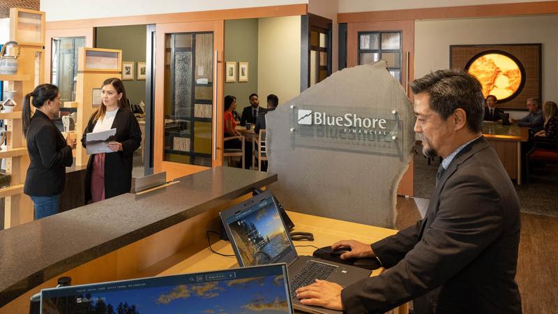 Clients and staff at BlueShore branch